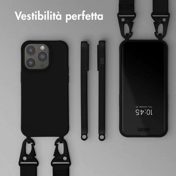 Selencia Siliconen hoesje met afneembaar koord Apple iPhone 14 Pro - Zwart