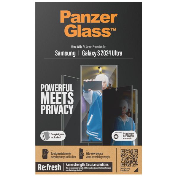 PanzerGlass Privacy Ultra-Wide Fit Anti-Bacterial Screenprotector incl. applicator Samsung Galaxy S24 Ultra