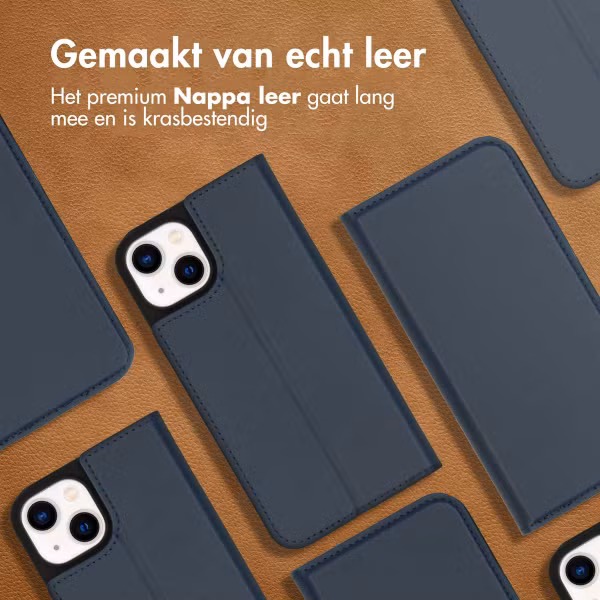 Accezz Premium Leather Slim Bookcase Apple iPhone 14 - Donkerblauw