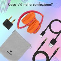 imoshion Draadloze Kinderkoptelefoon LED Light - Decibelbegrenzer - Met AUX kabel - Hot Pink / Apricot Orange Crush