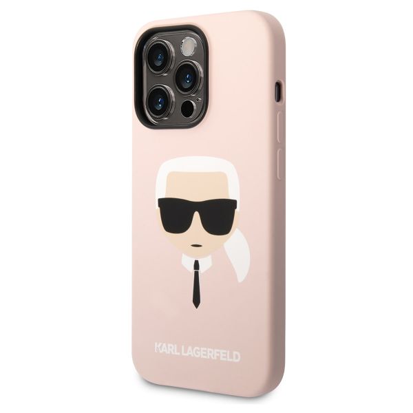 Karl Lagerfeld Karl's Head Liquid Silicone Backcover MagSafe iPhone 14 Pro - Roze