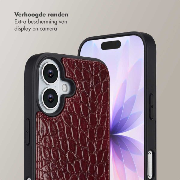 Selencia Nova Croco Telefoonhoes met Koord en Pashouder Apple iPhone 17 - Burgundy