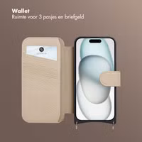 Selencia Riva Bookcase met MagSafe en Koord Apple iPhone 15 - Beige