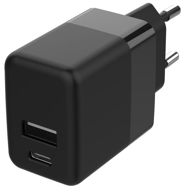 Accezz Wall Charger iPhone 12 Mini - Oplader - USB-C en USB aansluiting - Power Delivery - 20 Watt - Zwart