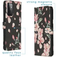 imoshion Design Softcase Bookcase Samsung Galaxy A72 - Blossom Watercolor Black