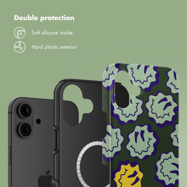 Selencia Vivid Back Cover with MagSafe Apple iPhone 16 - Wavy Smiley Green