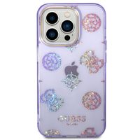 Guess Peony Glitter Backcover Apple iPhone 14 Pro - Lila