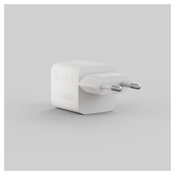 Zens Compact Oplader 2x USB-C 45W - Power Adapter - Wit