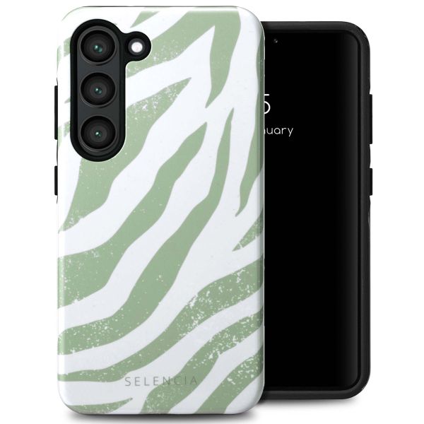 Selencia Vivid Tough Backcover Samsung Galaxy S23 - Colorful Zebra Sage Green