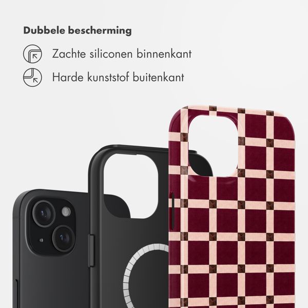 Selencia Vivid Backcover met MagSafe Apple iPhone 15 - Check This Burgundy