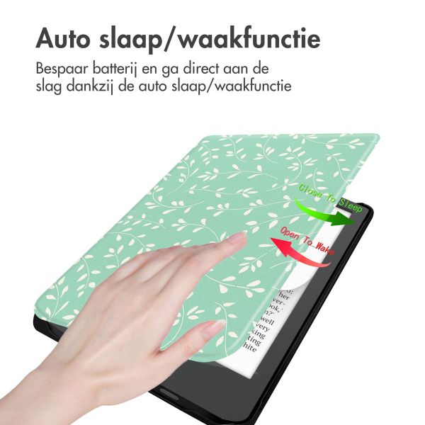 imoshion Design Slim Hard Case Bookcase Pocketbook Verse Lite - Smoke Green Flowers