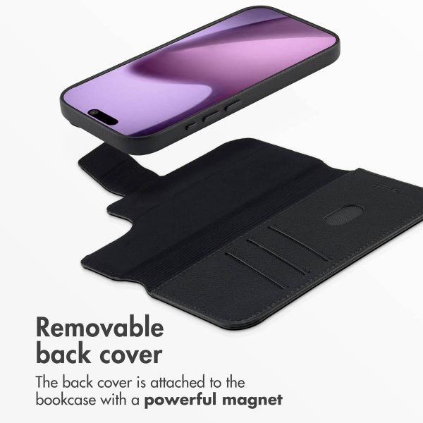 Accezz 2-in-1 Leather Bookcase with MagSafe Apple iPhone 17 - Onyx Black