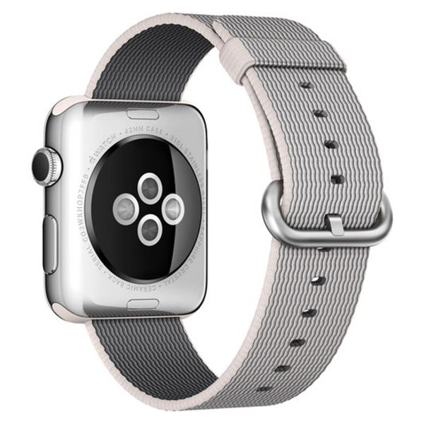Apple Woven Nylon band Apple Watch Series 1 t/m 9 / SE (38/40/41 mm) | Series 10 / 11 (42 mm) - White Pearl
