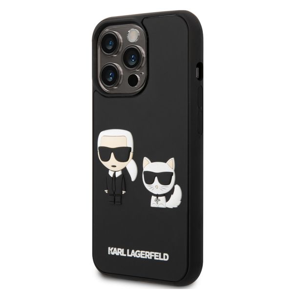 Karl Lagerfeld Karl & Choupette 3D Rubber Hardcase Backcover iPhone 14 Pro - Zwart