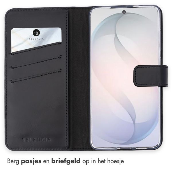 Selencia Echt Leren Bookcase Samsung Galaxy S26 - Zwart