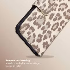 Selencia Sabi Bookcase met Panterprint Apple iPhone 17e / 16e - Soft Ivory