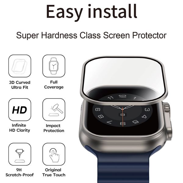 WiWu Easy install gehard glazen screenprotector met rand Apple Watch Series 4-6 / SE - 40 mm - Zwart