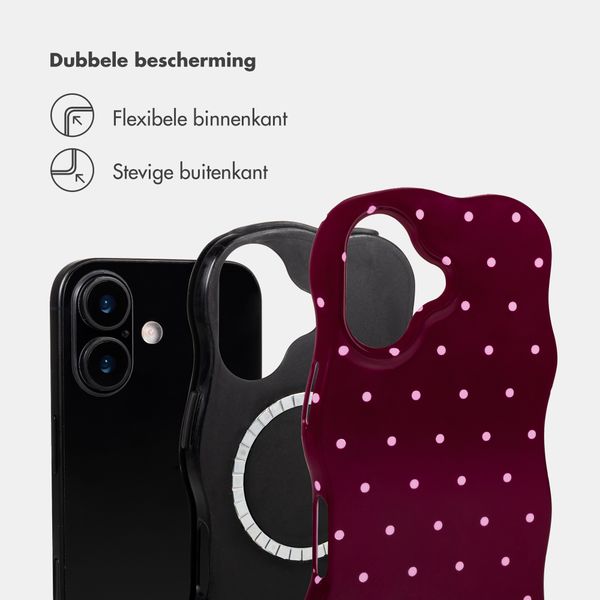 Selencia Vivid Wavy Backcover met MagSafe Apple iPhone 17 - Happy Dots Burgundy