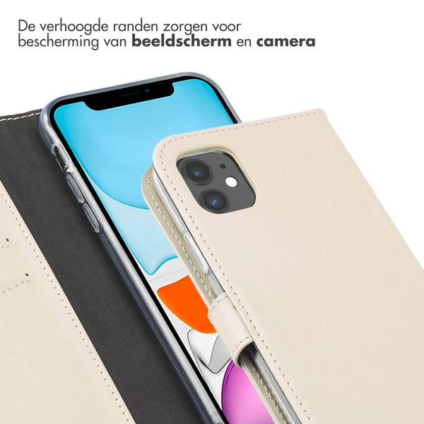 Selencia Echt Lederen Bookcase iPhone 11 - Greige