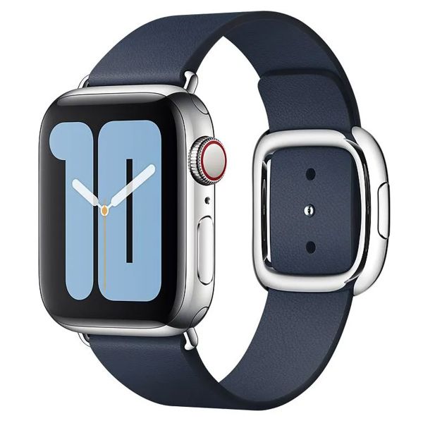 Apple Leather Band Modern Buckle Apple Watch Series 1-9 / SE - 38/40/41 mm / Series 10 - 42 mm - Maat L - Deep Sea