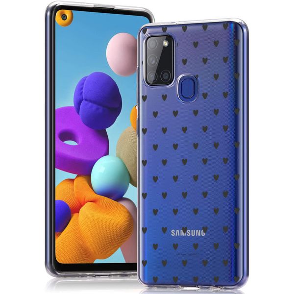 imoshion Design hoesje Samsung Galaxy A21s - Hartjes - Zwart