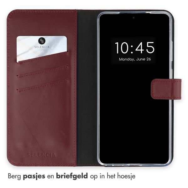 Selencia Echt Leren Bookcase Samsung Galaxy S26 Ultra - Burgundy