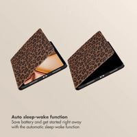 Selencia Sabi Bookcase with Leopard Print Apple iPad Air 11 inch (2026) M4 / (2025) M3 / (2024) M2 / Air 5 (2022) / Air 4 (2020) - Mocha Brown