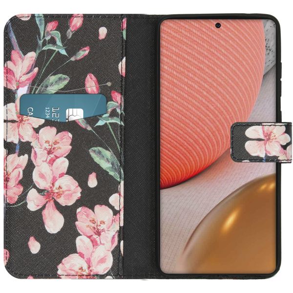 imoshion Design Softcase Bookcase Samsung Galaxy A72 - Blossom Watercolor Black