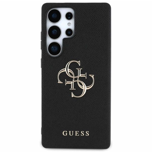 Guess 4G Metal Logo Saffiano Backcover Samsung Galaxy S25 Ultra - Zwart