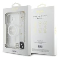 Guess MagSafe IML Glitter Case met beads strap Apple iPhone 16 - Transparent