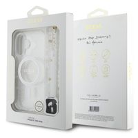 Guess MagSafe IML Glitter Case met beads strap iPhone 16 - Transparent