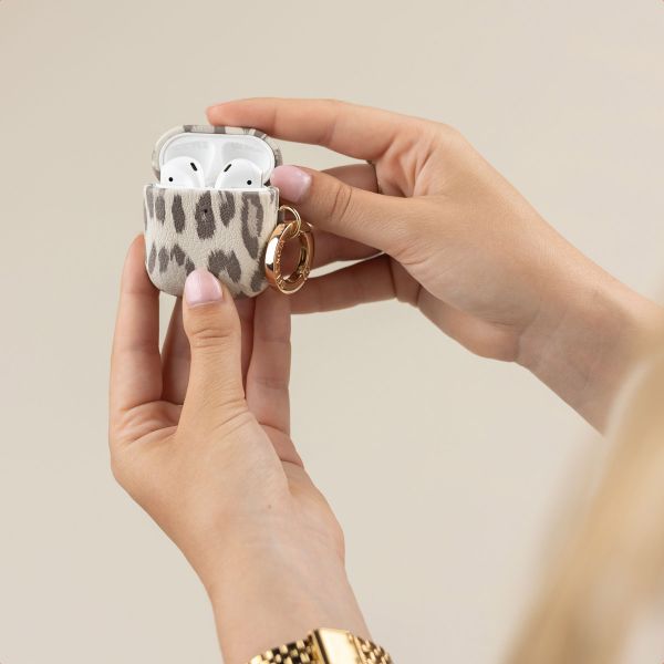 Selencia Sabi case leopard print  Apple AirPods 1 / 2 - Soft Ivory