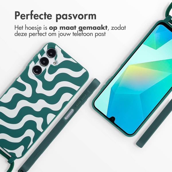 imoshion Siliconen design hoesje met koord Samsung Galaxy A16 5G - Petrol Green Groovy