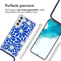 imoshion Design hoesje met koord Samsung Galaxy S22 - Cobalt Blue Flowers Connect