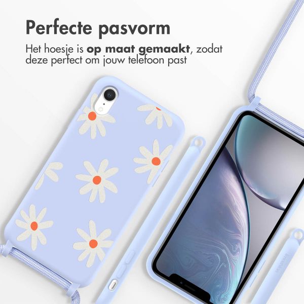imoshion Siliconen design hoesje met koord Apple iPhone Xr - Lila Flower Distance