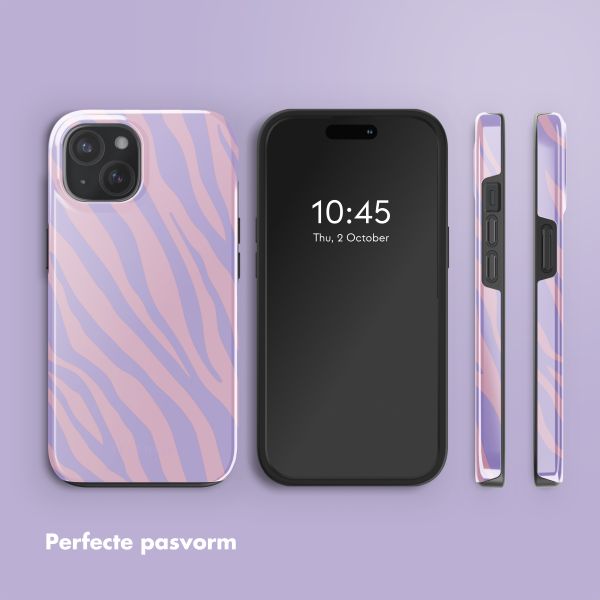 Selencia Vivid Tough Backcover met MagSafe iPhone 15 - Zebra Light Pink Lilac