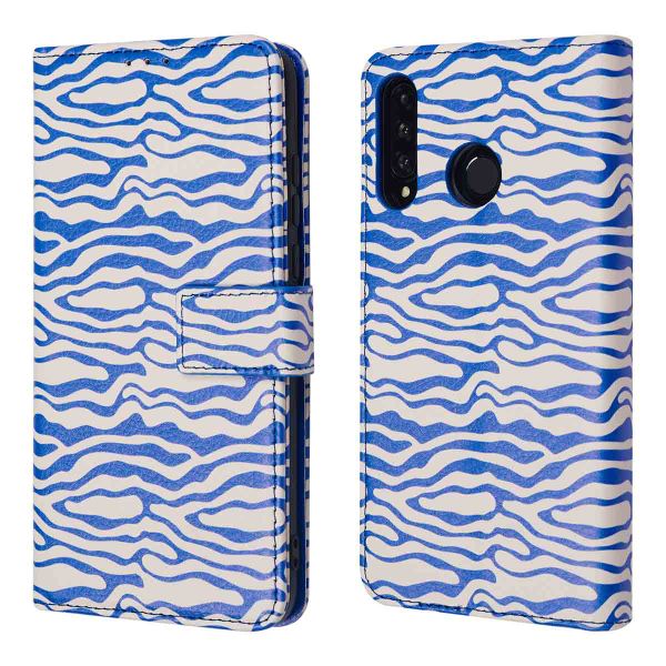 imoshion Design Bookcase Huawei P30 Lite - White Blue Stripes