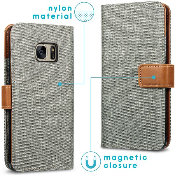 imoshion Luxe Canvas Bookcase Samsung Galaxy S7 - Grijs