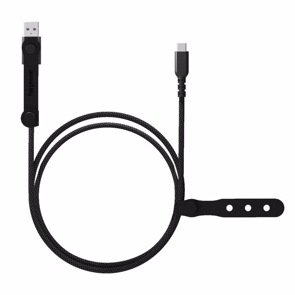 Fairphone LongLife USB-C naar USB-C/USB-A Oplaadkabel - 240W - 2,5 meter - Zwart