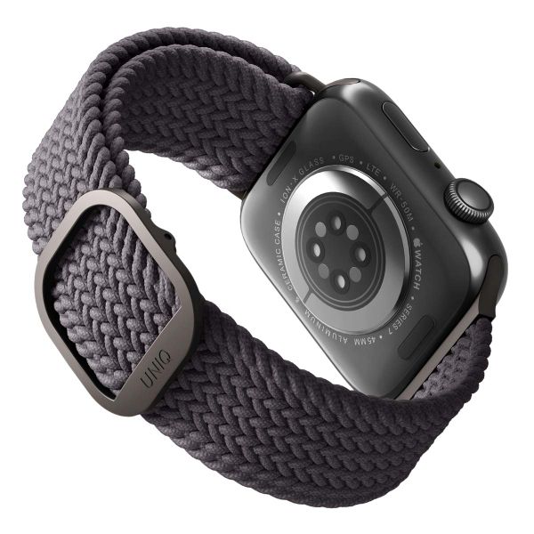 Uniq Aspen Braided bandje Apple Watch Series 1 t/m 9 / SE (38/40/41 mm) | Series 10 (42 mm) - Granite Grey