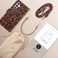 Selencia Sabi Bookcase met Panterprint Samsung Galaxy A55 - Mocha Brown