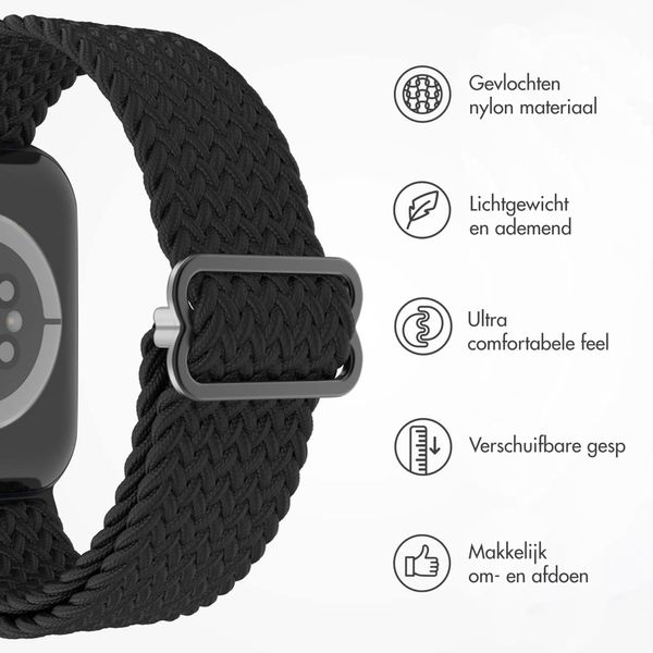 imoshion Nylon geweven bandje Apple Watch Series 1 t/m 11 / SE / Ultra (44/45/46/49 mm) - Zwart