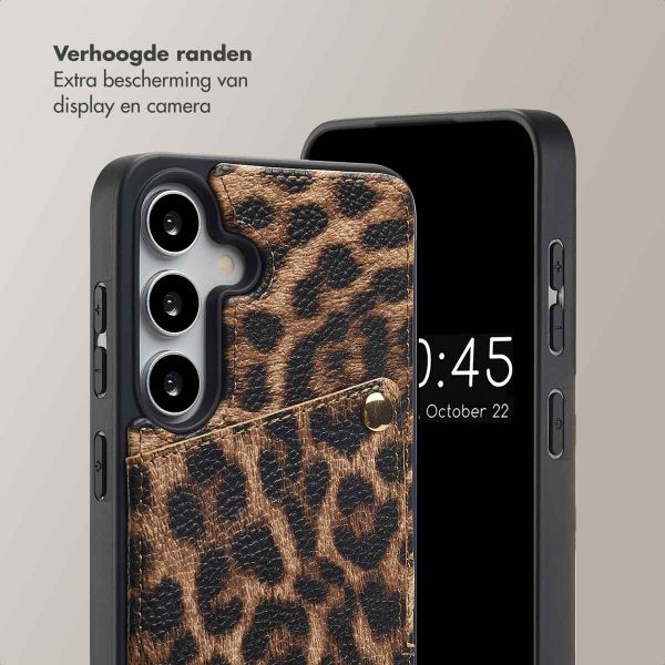 Selencia Nova Telefoonhoes met Koord en Pashouder Samsung Galaxy S24 / S25 - Leopard