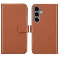 Selencia Echt Leren Bookcase Samsung Galaxy S25 Plus - Lichtbruin