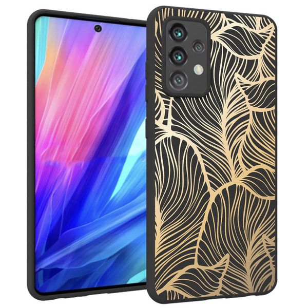 imoshion Design hoesje Samsung Galaxy A52(s) (5G/4G) - Bladeren / Zwart