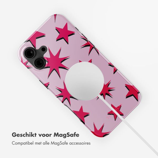 Selencia Vivid Tough Backcover met MagSafe iPhone 16 - Stars Rubine Red Light Pink