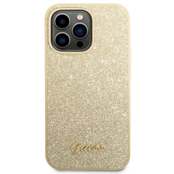 Guess Glitter Flakes Backcover Apple iPhone 14 Pro Max - Goud