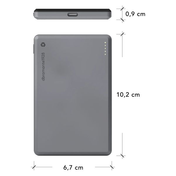 dbramante1928 Re-charge Powerbank 5.000 mAh - Draadloze Powerbank - Grijs