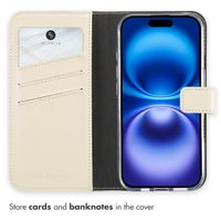 Selencia Genuine Leather Book Case Apple iPhone 16 - Greige