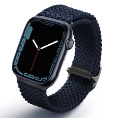 Uniq Aspen Braided bandje Apple Watch Series 1 t/m 9 / SE (38/40/41 mm) | Series 10 (42 mm) - Oxford Blue